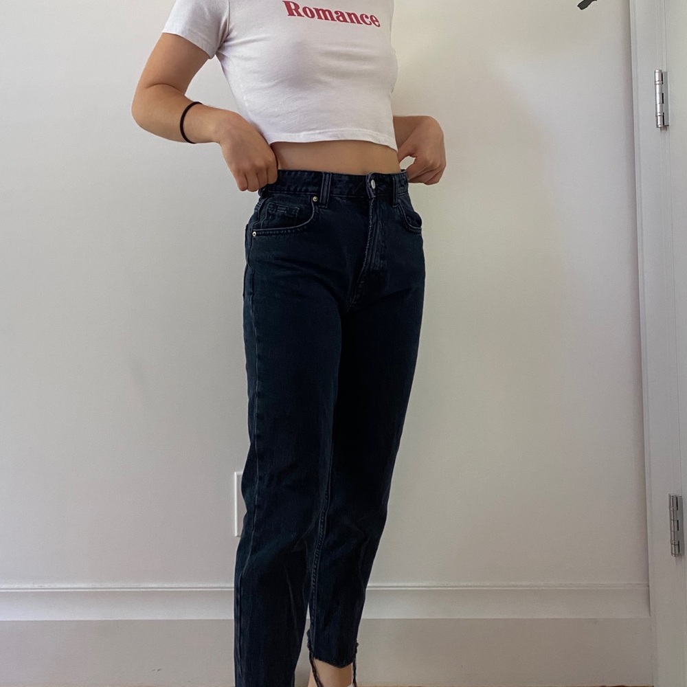 Black high waisted straight leg Zara jeans